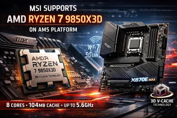 AMD Ryzen 7 9850X3D support confirmed on MSI