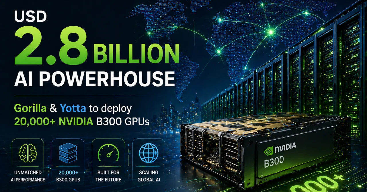 USD 2.8 Billion AI powerhouse: Gorilla & Yotta to deploy 20,000+ NVIDIA B300 GPUs