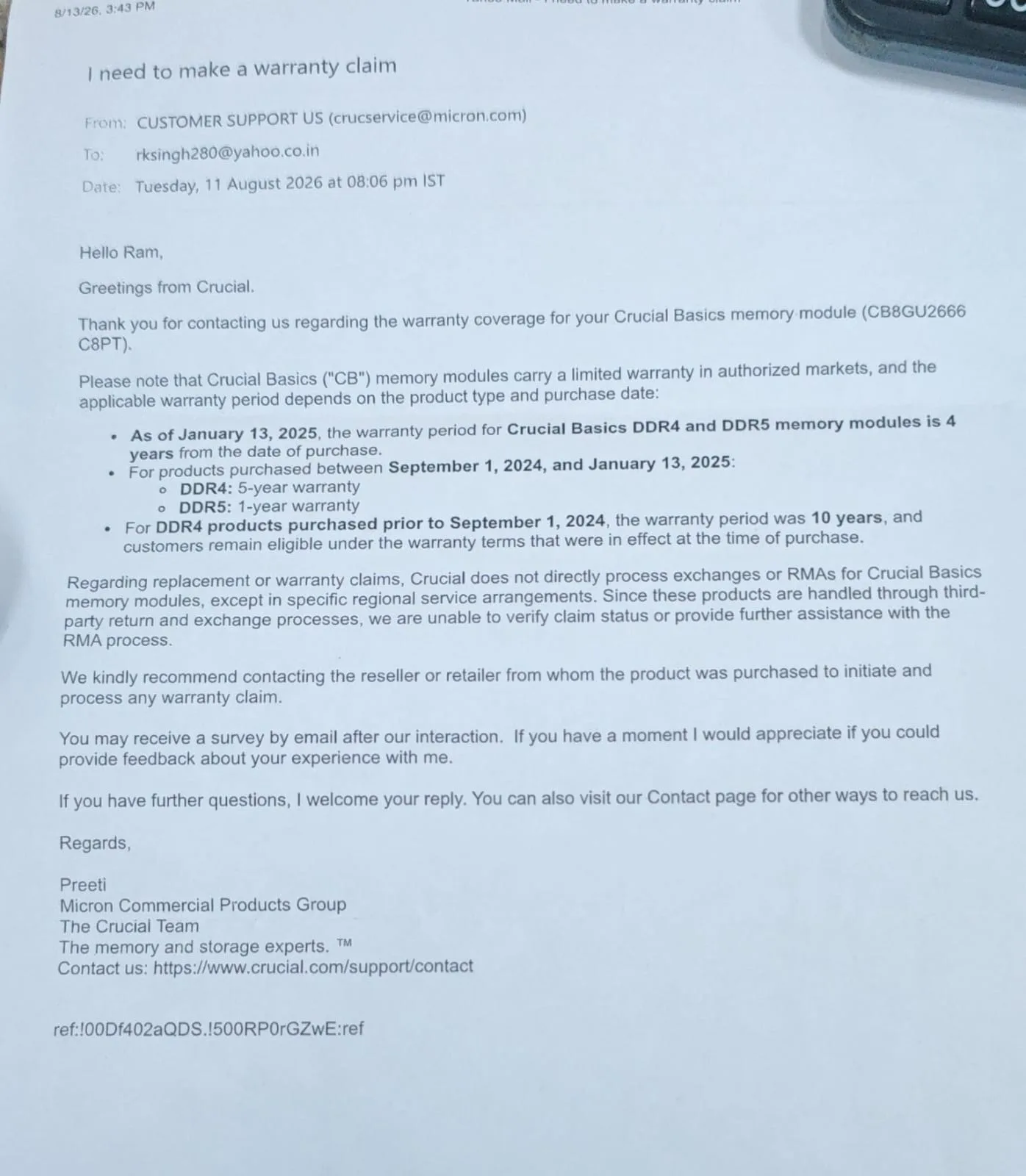 Crucial official letter