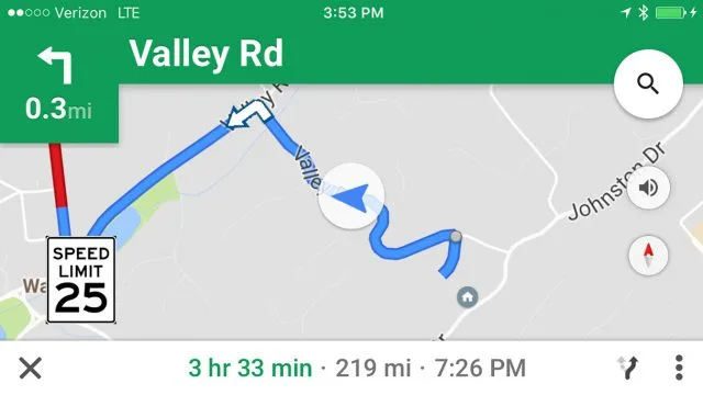 Google map with speed limit px x